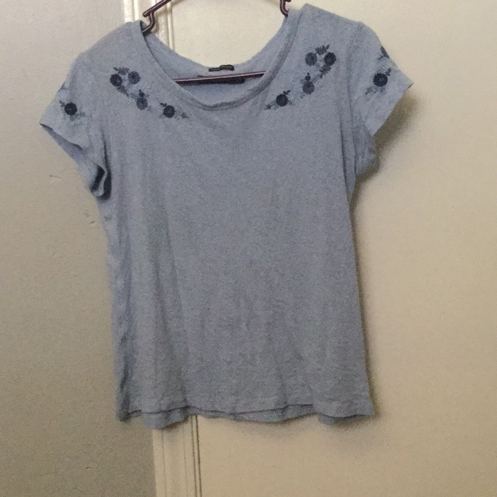 Blue Embroidered Abercrombie Tee